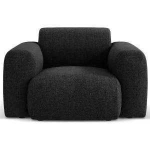 Fauteuil "Nolio" 2 zitplaatsen, Chenille, Zwart – 105x95x72cm Fauteuil "Nolio" 2 zitplaatsen, Chenille, Zwart – 105x95x72cm