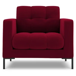 Fauteuil "Bali" Flueel, Rood – 87x92x75cm Fauteuil "Bali" Flueel, Rood – 87x92x75cm