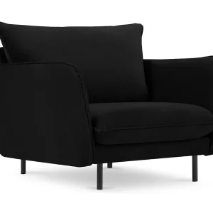 Fauteuil "Vienna" Flueel, Zwart – 97x94x95cm