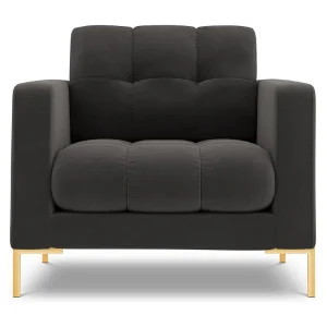 Fauteuil "Bali" Flueel, Donkergrijs – 87x92x75cm Fauteuil "Bali" Flueel, Donkergrijs – 87x92x75cm