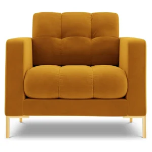 Fauteuil "Bali" Flueel, GEEL – 87x92x75cm Fauteuil "Bali" Flueel, GEEL – 87x92x75cm