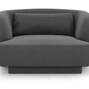 Fauteuil "Tulum" Flueel, Grijs – 103x90x70cm Fauteuil "Tulum" Flueel, Grijs – 103x90x70cm