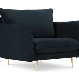 Fauteuil "Vienna" Flueel, Donkerblauw – 97x94x95cm