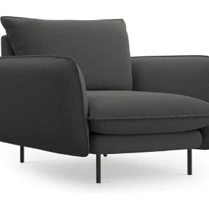Fauteuil "Vienna" Structurele stof, Donkergrijs – 97x94x95cm