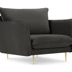 Fauteuil "Vienna" Flueel, Donkergrijs – 97x94x95cm