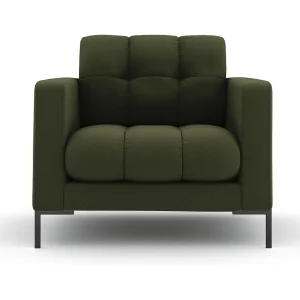 Fauteuil "Bali" Structurele stof, Groente – 87x92x75cm Fauteuil "Bali" Structurele stof, Groente – 87x92x75cm