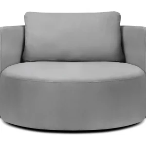 Draaistoel "Adam" Flueel, Grijs – 92x92x75cm Draaistoel "Adam" Flueel, Grijs – 92x92x75cm