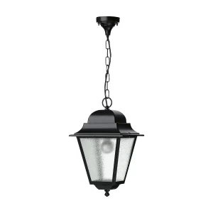 ELITE 4 plafondlamp klassieke stijl – H 70 cm – E27 42W – mat glas – aluminium – zwart – IP55 ELITE 4 plafondlamp klassieke stijl – H 70 cm – E27 42W – mat glas – aluminium – zwart – IP55