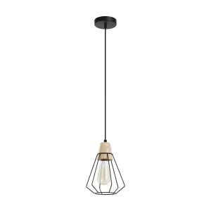ELGA moderne stijl plafondlamp – H 120 cm – E27 60W – staal en hout – zwart – ip20 ELGA moderne stijl plafondlamp – H 120 cm – E27 60W – staal en hout – zwart – ip20