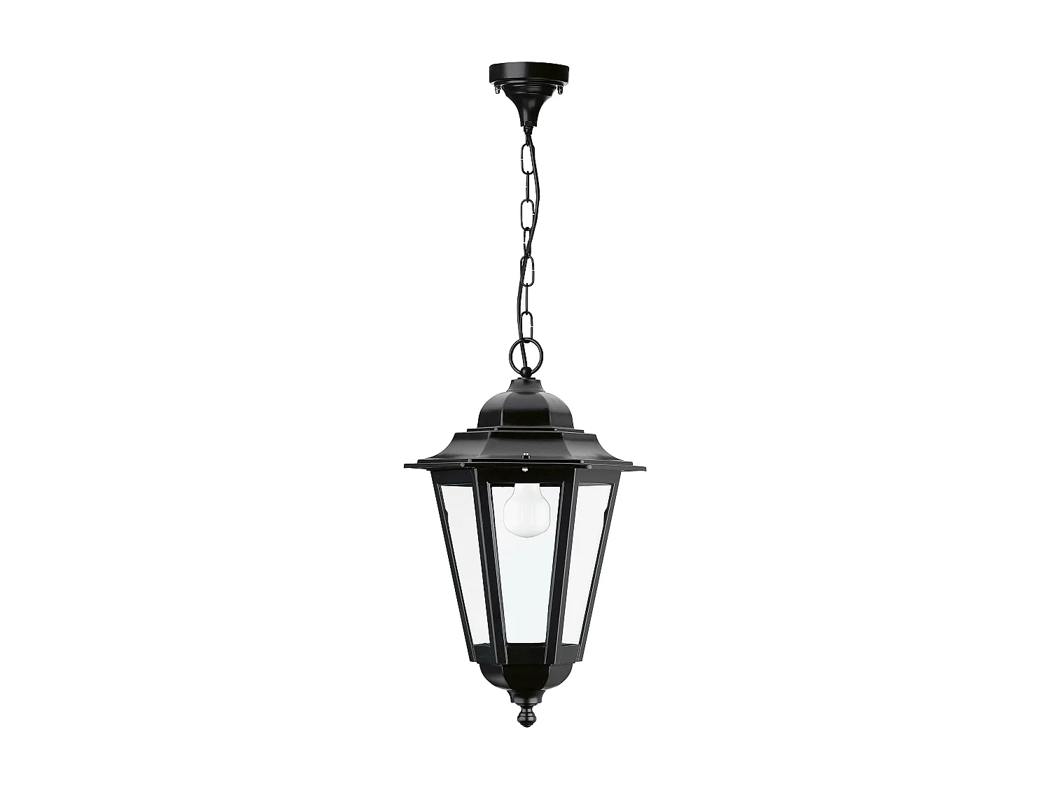 ELITE 6 plafondlamp klassieke stijl - H 85 cm - E14 70W - Transparant glas - IP44 - aluminium en zwart