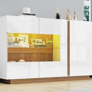 Dressoir met LED – 3 deuren – spaanplaat – Wit