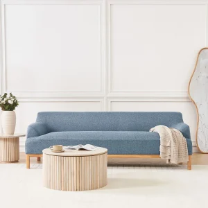Driezitsbank stof blauw SOSJO Driezitsbank stof blauw SOSJO