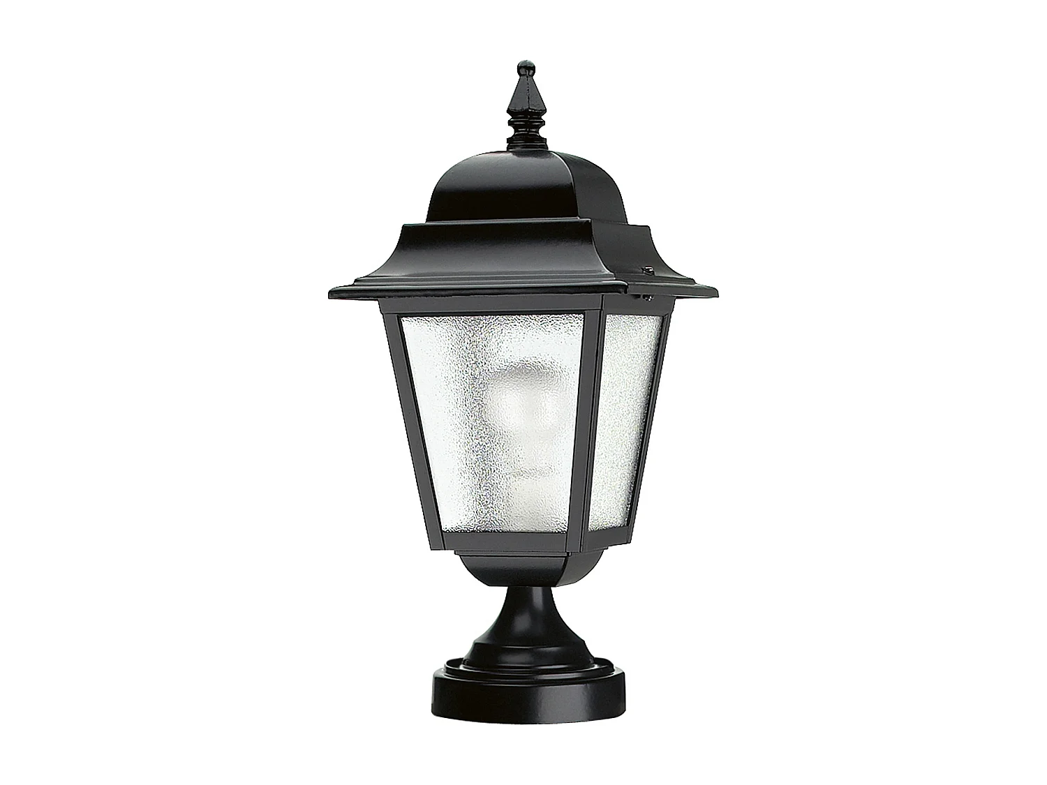 ELITE 4 Außenleuchte im klassischen Stil - H. 37 cm - E27 42W - Mattglas - Aluminium - Schwarz - IP55