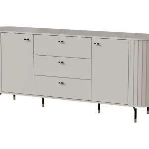 Dressoir met 2 deuren en 3 laden – 190 cm – greige met groeven – ZANTE Dressoir met 2 deuren en 3 laden – 190 cm – greige met groeven – ZANTE