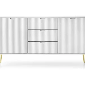 Dressoir – 168 cm – 2 deuren met drie laden – wit met gouden poten – ZOVA Dressoir – 168 cm – 2 deuren met drie laden – wit met gouden poten – ZOVA