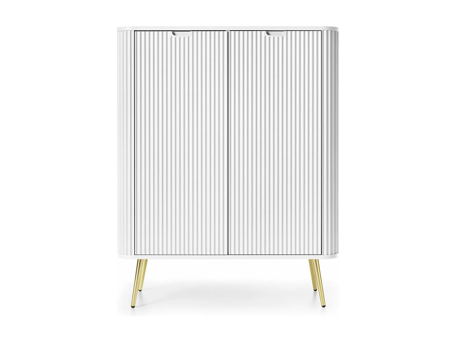 Dressoir - 103 cm - Hoog dressoir met 2 deuren - wit met gouden poten - ZOVA