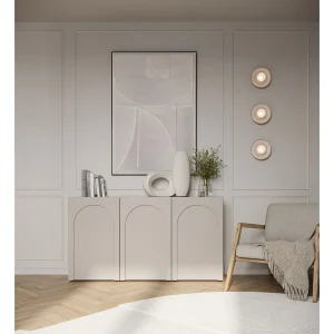 Dressoir met 3 deuren – booguitsparing – cachemgrijs – 150 cm – ARKADIA