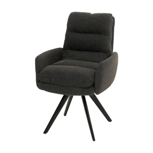 Eetkamerstoel MCW-G66 Bouclé, donkergrijs, met armleuning Eetkamerstoel MCW-G66 Bouclé, donkergrijs, met armleuning