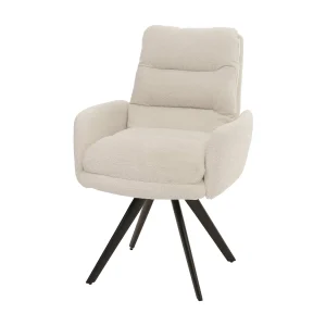 Eetkamerstoel MCW-G66 Bouclé, crème wit, met armleuning Eetkamerstoel MCW-G66 Bouclé, crème wit, met armleuning