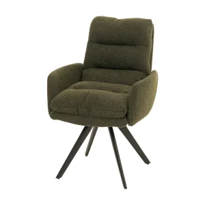 Eetkamerstoel MCW-G66 Bouclé, groen, met armleuning Eetkamerstoel MCW-G66 Bouclé, groen, met armleuning