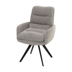 Eetkamerstoel MCW-G66 Bouclé, lichtgrijs, met armleuning Eetkamerstoel MCW-G66 Bouclé, lichtgrijs, met armleuning