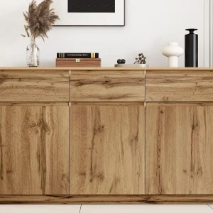 Dressoir met 3 deuren en 3 laden – spaanplaat – Naturel