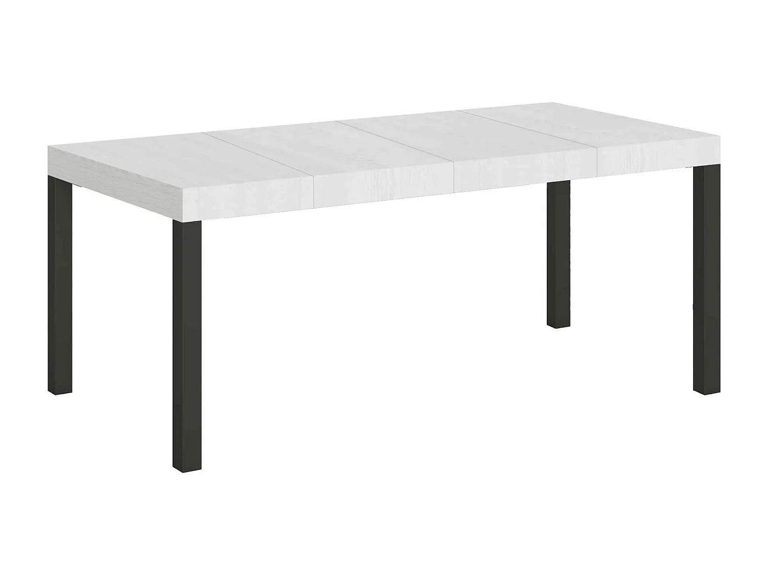 Everyday Premium uitschuifbare tafel 200/304x90 cm, wit essen, antraciet poten
