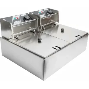 Elektrische friteuse 5000 W, dubbele tank 12 liter, 60 ºC tot 200 ºC, commerciële roestvrijstalen friteuse, 55x43x28,5 CM Elektrische friteuse 5000 W, dubbele tank 12 liter, 60 ºC tot 200 ºC, commerciële roestvrijstalen friteuse, 55x43x28,5 CM
