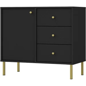 Dressoir met 1 deur en 3 laden – 84 cm – grafietzwart – OKTIO Dressoir met 1 deur en 3 laden – 84 cm – grafietzwart – OKTIO