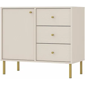 Dressoir met 1 deur en 3 laden – 84 cm – beige – OKTIO Dressoir met 1 deur en 3 laden – 84 cm – beige – OKTIO