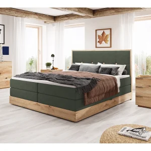 ELLI commodebed met elegant hoofdbord, ruime opbergmogelijkheden en modern design, Afmeting: 140×200 cm, Kleur: Donkergroen ELLI commodebed met elegant hoofdbord, ruime opbergmogelijkheden en modern design, Afmeting: 140×200 cm, Kleur: Donkergroen