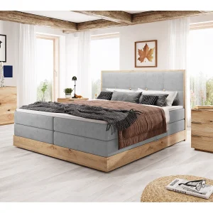 ELLI commodebed met elegant hoofdbord, ruime opbergmogelijkheden en modern design, Afmeting: 140×200 cm, Kleur: Lichtgrijs ELLI commodebed met elegant hoofdbord, ruime opbergmogelijkheden en modern design, Afmeting: 140×200 cm, Kleur: Lichtgrijs