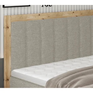 Elegante gepolsterde bed ALMA – Functioneel ontwerp van eikenhout, 7-zone pocketvering, 160×200 cm – Kleur: Essen