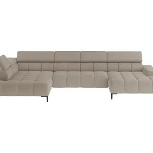 Ecksofa PLAZA-U Stof SOLAR Hoekbank Incl. Comfortabele Rugleuning Lang Links 216cm Kort Rechts 177cm U-Vorm 385x99x216cm CRÈME Ecksofa PLAZA-U Stof SOLAR Hoekbank Incl. Comfortabele Rugleuning Lang Links 216cm Kort Rechts 177cm U-Vorm 385x99x216cm CRÈME