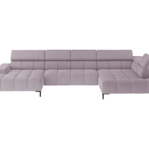 Ecksofa PLAZA-U Stof SOLAR Hoekbank Incl. Comfortabele Rugleuning Lang Rechts 216cm Kort Links 177cm U-Vorm 385x99x216cm ROZE Ecksofa PLAZA-U Stof SOLAR Hoekbank Incl. Comfortabele Rugleuning Lang Rechts 216cm Kort Links 177cm U-Vorm 385x99x216cm ROZE