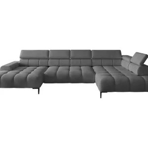 Ecksofa PLAZA-U Stof SOLAR Hoekbank Incl. Comfortabele Rugleuning Lang Rechts 216cm Kort Links 177cm U-Vorm 385x99x216cm GRIS Ecksofa PLAZA-U Stof SOLAR Hoekbank Incl. Comfortabele Rugleuning Lang Rechts 216cm Kort Links 177cm U-Vorm 385x99x216cm GRIS