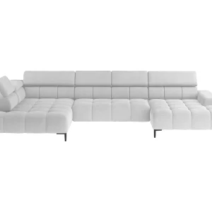 Ecksofa PLAZA-U Stof SOLAR Hoekbank Incl. Comfortabele Rugleuning Lang Links 216cm Kort Rechts 177cm U-Vorm 385x99x216cm WIT Ecksofa PLAZA-U Stof SOLAR Hoekbank Incl. Comfortabele Rugleuning Lang Links 216cm Kort Rechts 177cm U-Vorm 385x99x216cm WIT