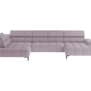 Ecksofa PLAZA-U Stof SOLAR Hoekbank Incl. Comfortabele Rugleuning Lang Links 216cm Kort Rechts 177cm U-Vorm 385x99x216cm ROZE Ecksofa PLAZA-U Stof SOLAR Hoekbank Incl. Comfortabele Rugleuning Lang Links 216cm Kort Rechts 177cm U-Vorm 385x99x216cm ROZE