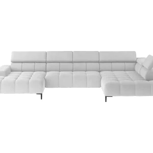 Ecksofa PLAZA-U Stof SOLAR Hoekbank Incl. Comfortabele Rugleuning Lang Rechts 216cm Kort Links 177cm U-Vorm 385x99x216cm WIT Ecksofa PLAZA-U Stof SOLAR Hoekbank Incl. Comfortabele Rugleuning Lang Rechts 216cm Kort Links 177cm U-Vorm 385x99x216cm WIT