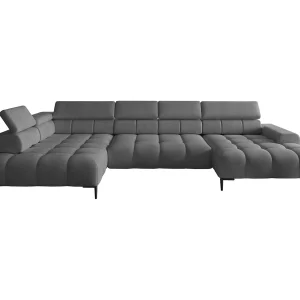 Ecksofa PLAZA-U Stof SOLAR Hoekbank Incl. Comfortabele Rugleuning Lang Links 216cm Kort Rechts 177cm U-Vorm 385x99x216cm GRIS Ecksofa PLAZA-U Stof SOLAR Hoekbank Incl. Comfortabele Rugleuning Lang Links 216cm Kort Rechts 177cm U-Vorm 385x99x216cm GRIS