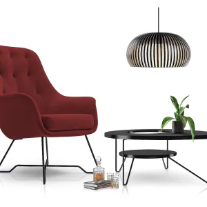 EZO Fauteuil Comfortabele Moderne Designerfauteuil Ergonomische Vulling Stabiele Poten PUR Schuim Comfort Stof 72x83x101cm RODE EZO Fauteuil Comfortabele Moderne Designerfauteuil Ergonomische Vulling Stabiele Poten PUR Schuim Comfort Stof 72x83x101cm RODE