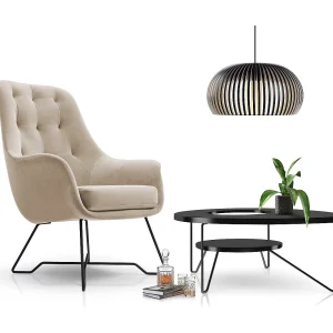 EZO Fauteuil Comfortabele Moderne Designerfauteuil Ergonomische Vulling Stabiele Poten PUR Schuim Comfort Stof 72x83x101cm DONKERBEIGE EZO Fauteuil Comfortabele Moderne Designerfauteuil Ergonomische Vulling Stabiele Poten PUR Schuim Comfort Stof 72x83x101cm DONKERBEIGE