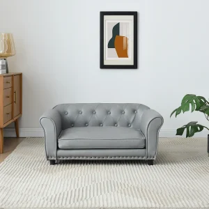 Zitbank voor huisdieren van kunstleer – L94 x D65 x H42 cm – Grijs – GALIAMA Zitbank voor huisdieren van kunstleer – L94 x D65 x H42 cm – Grijs – GALIAMA