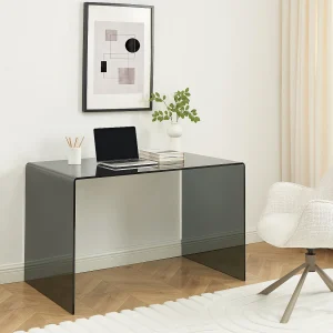 Bureau van zwart gerookt gehard glas – ELSTRON
