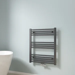 EMKE Handdoekradiator met Warm Water, Handdoekradiator centrale aansluiting Antraciet 75×60 cm 337 Watt EMKE Handdoekradiator met Warm Water, Handdoekradiator centrale aansluiting Antraciet 75×60 cm 337 Watt