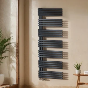 EMKE Handdoekradiator voor de badkamer, 1660 x 600 mm, Ronde buizen Handdoekhouder, Handdoekverwarmer, Antraciet 1075W EMKE Handdoekradiator voor de badkamer, 1660 x 600 mm, Ronde buizen Handdoekhouder, Handdoekverwarmer, Antraciet 1075W