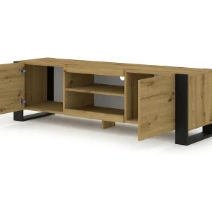Gani 158 cm Houten en Zwart 2-deurs TV-meubel Gani 158 cm Houten en Zwart 2-deurs TV-meubel