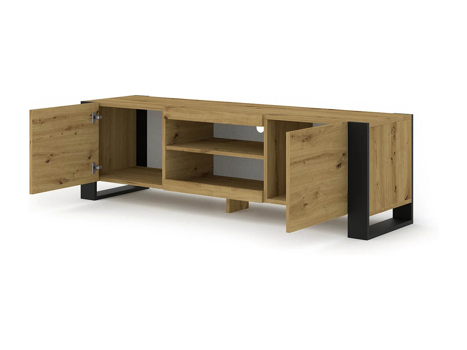 Gani 158 cm Houten en Zwart 2-deurs TV-meubel
