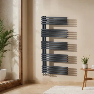 EMKE Handdoekwarmer voor de badkamer, 1660 x 600 mm, handdoekhouder met ronde buizen, handdoekwarmer, antraciet 776W EMKE Handdoekwarmer voor de badkamer, 1660 x 600 mm, handdoekhouder met ronde buizen, handdoekwarmer, antraciet 776W