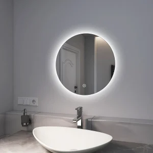 EMKE Ronde LED Badkamerspiegel 60 cm – Frameloos, Achtergrondverlichting, Touch Schakelaar, Koud Wit Licht EMKE Ronde LED Badkamerspiegel 60 cm – Frameloos, Achtergrondverlichting, Touch Schakelaar, Koud Wit Licht